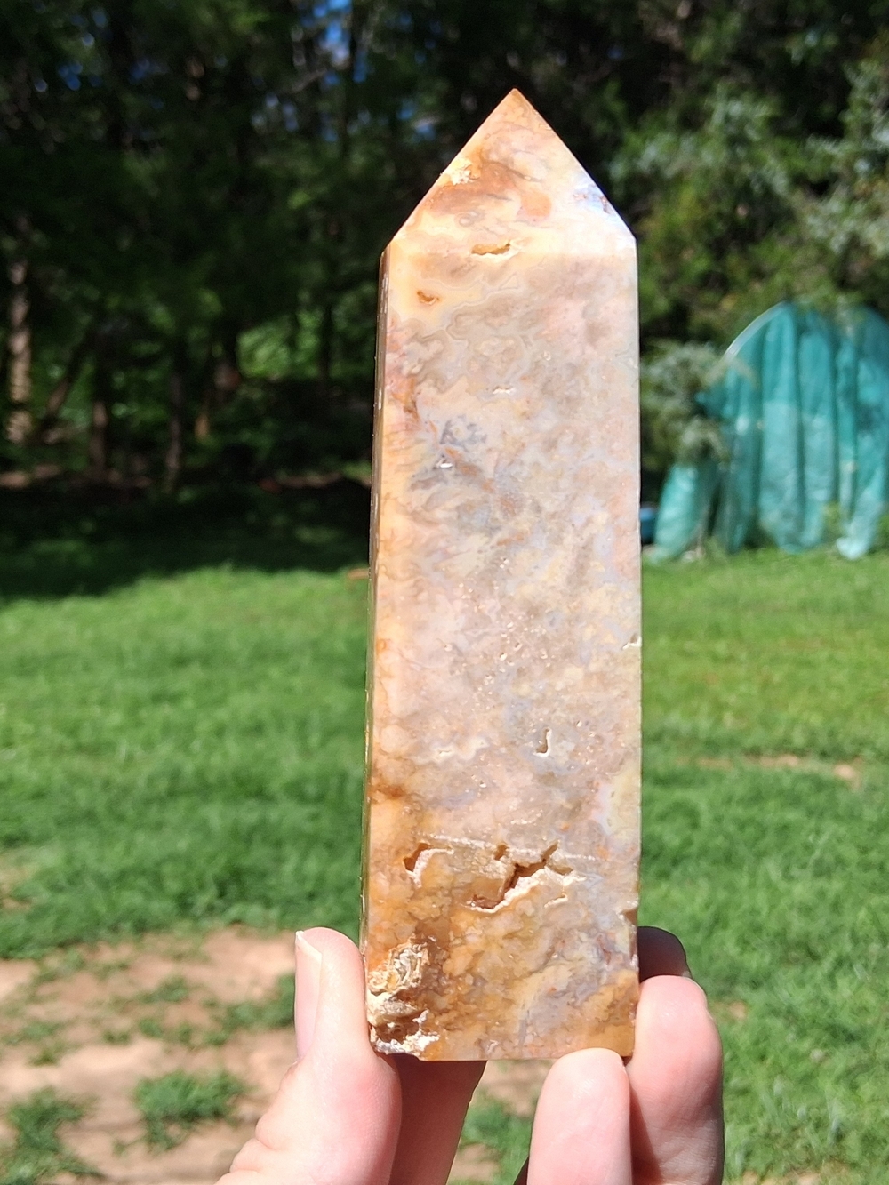 Natural Crazy Lace Agate Tower Point – Polished Crystal Obelisk – Unique Banded
